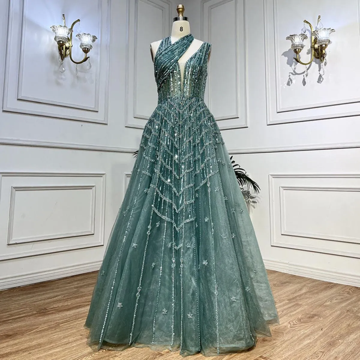 Abiti da sera lilla Dubai con perline di lusso per le donne Festa di nozze 2023 Abiti eleganti lunghi da ballo arabi lunghi