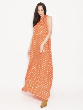 Abito a Pois con Scollatura all'Americana Arancione