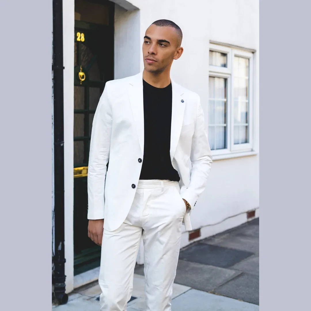 Abito Leggero da Uomo in 2 Pezzi Crema per Ufficio Matrimonio Elegante Casual Classico