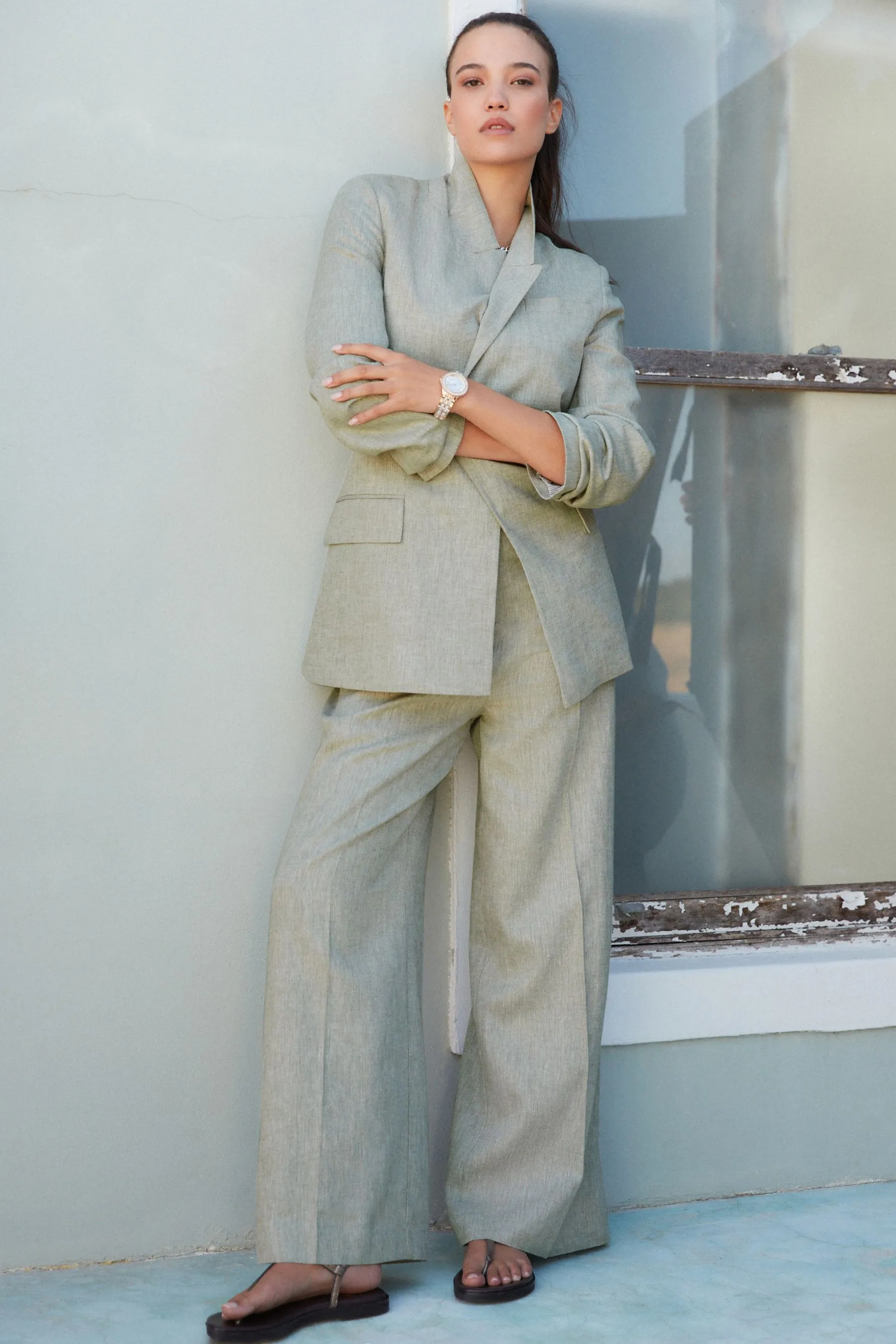 Blazer in lino testurizzato    