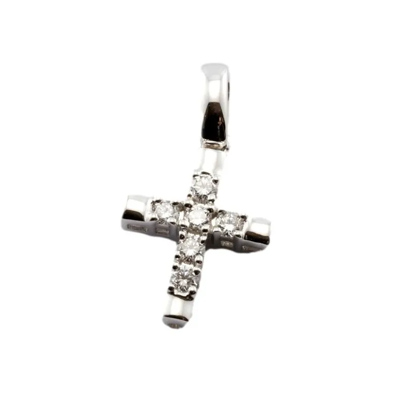 ciondolo croce donna Giorgio Visconti cbx38378 in oro 750 bianco con diamanti