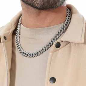 Collana a maglie con strass cubani d'argento da 13 mm