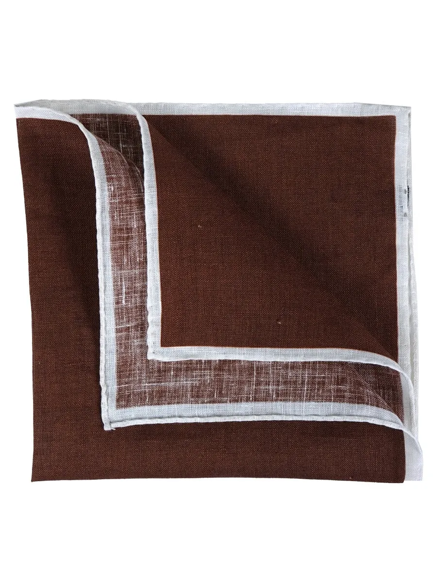 Fazzoletto da taschino LINEN in puro lino Marrone/Bianco 