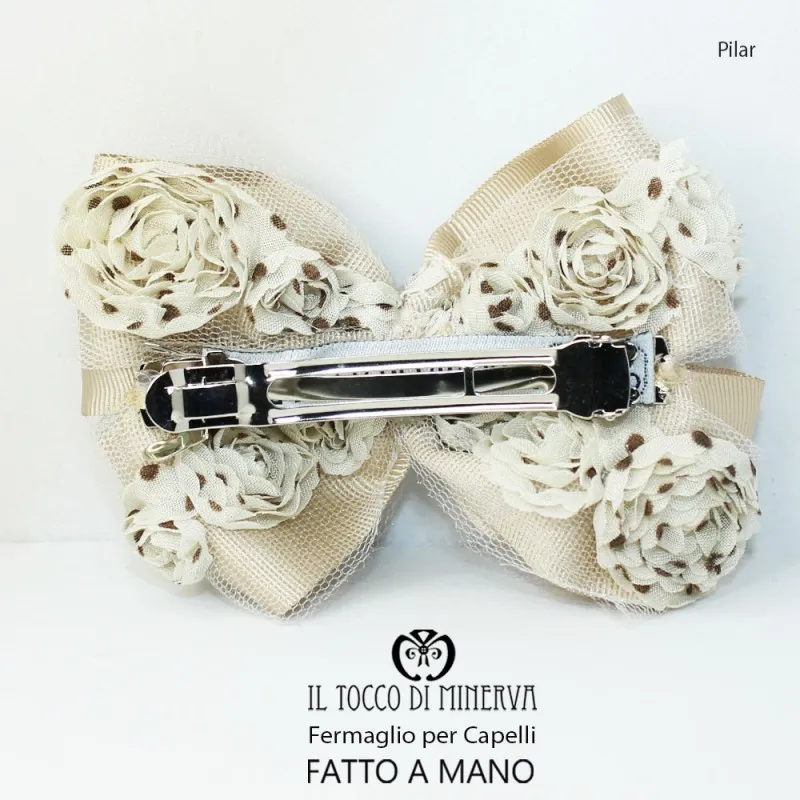 Fermaglio per capelli beige marrone Pilar Realizzato a mano