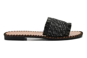 FRANCESCO MILANO Y21-2K SLIPPER RAFFIA FLAT NERO
