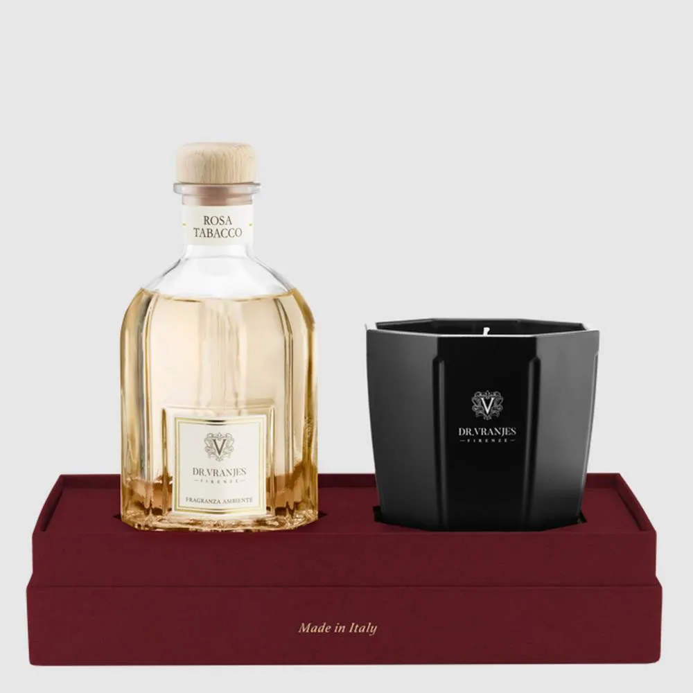Gift Box Natale Rosa Tabacco 250 ml con candela 200 g