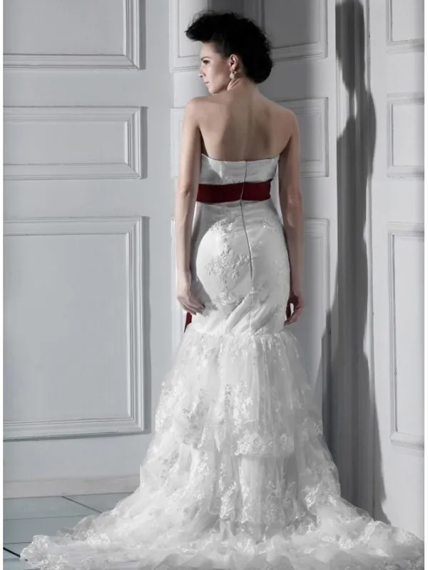 KSENIYA - Abito da sposa a sirena con balze di pizzo