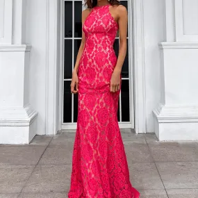 Missord Lace Backless Sirena Orlo Halter Abiti per party di matrimonio Lungo 2022 Fashion Night Donne eleganti da sera Damigella
