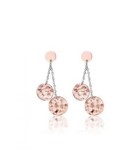 Orecchini donna gioielli Luca Barra in acciaio 316L pvd oro rosa elementi martellati ok1029