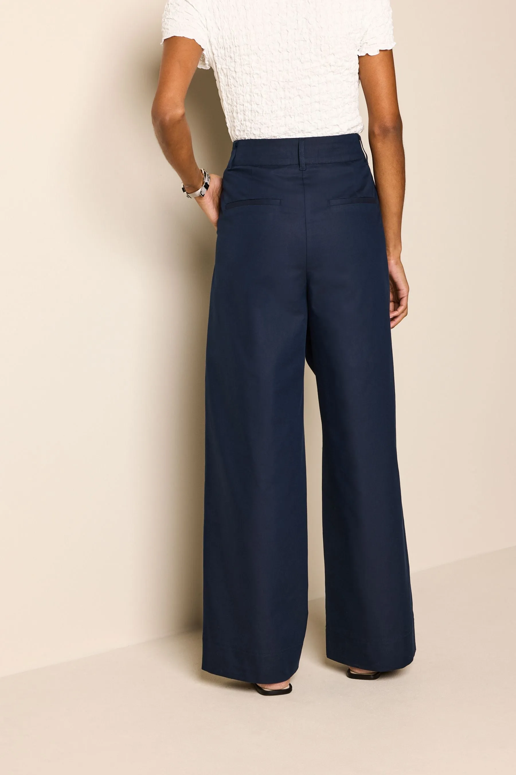 Pantaloni elegante a fondo ampio in misto cotone