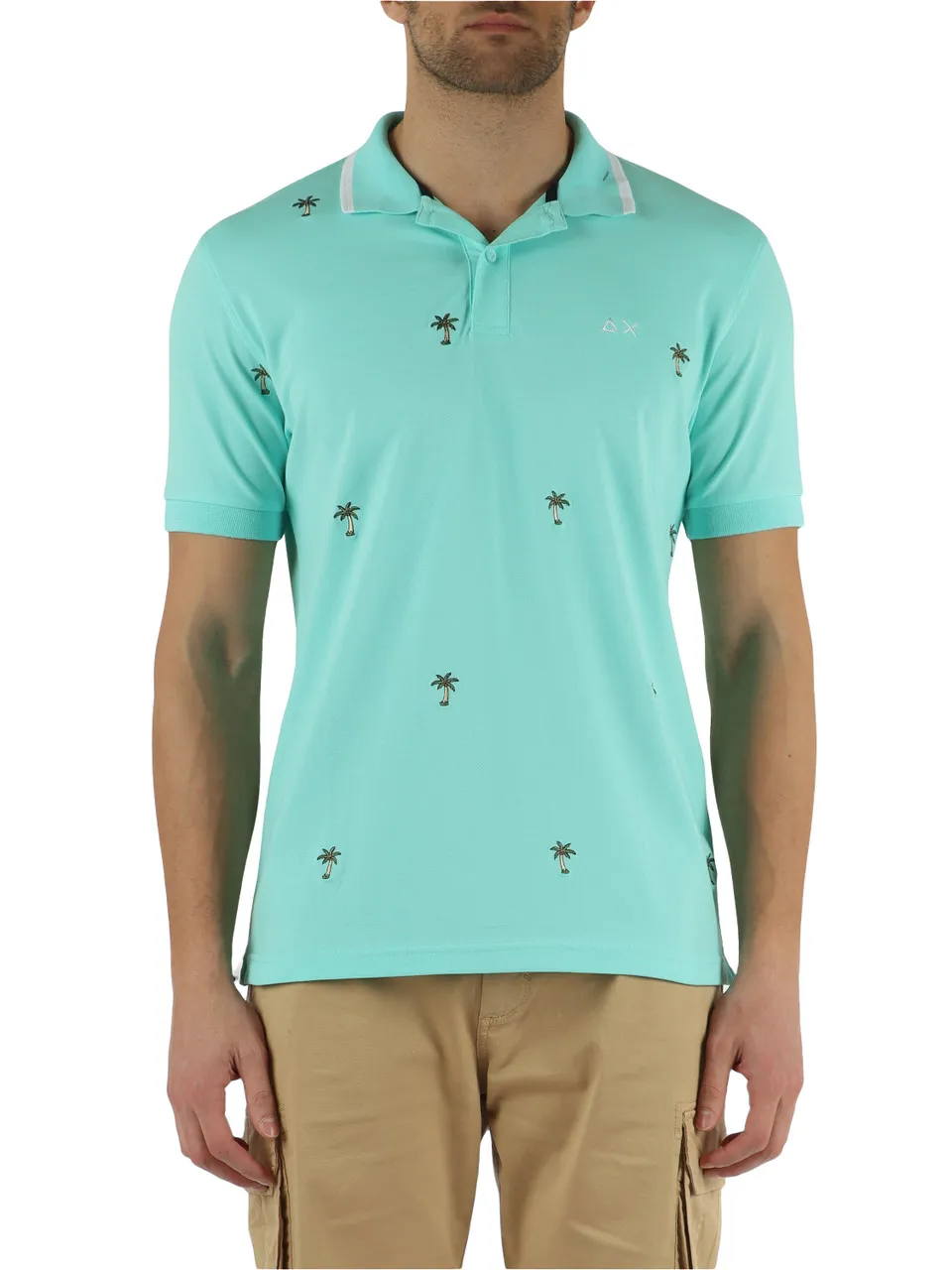 Polo in cotone stretch piquet con ricami