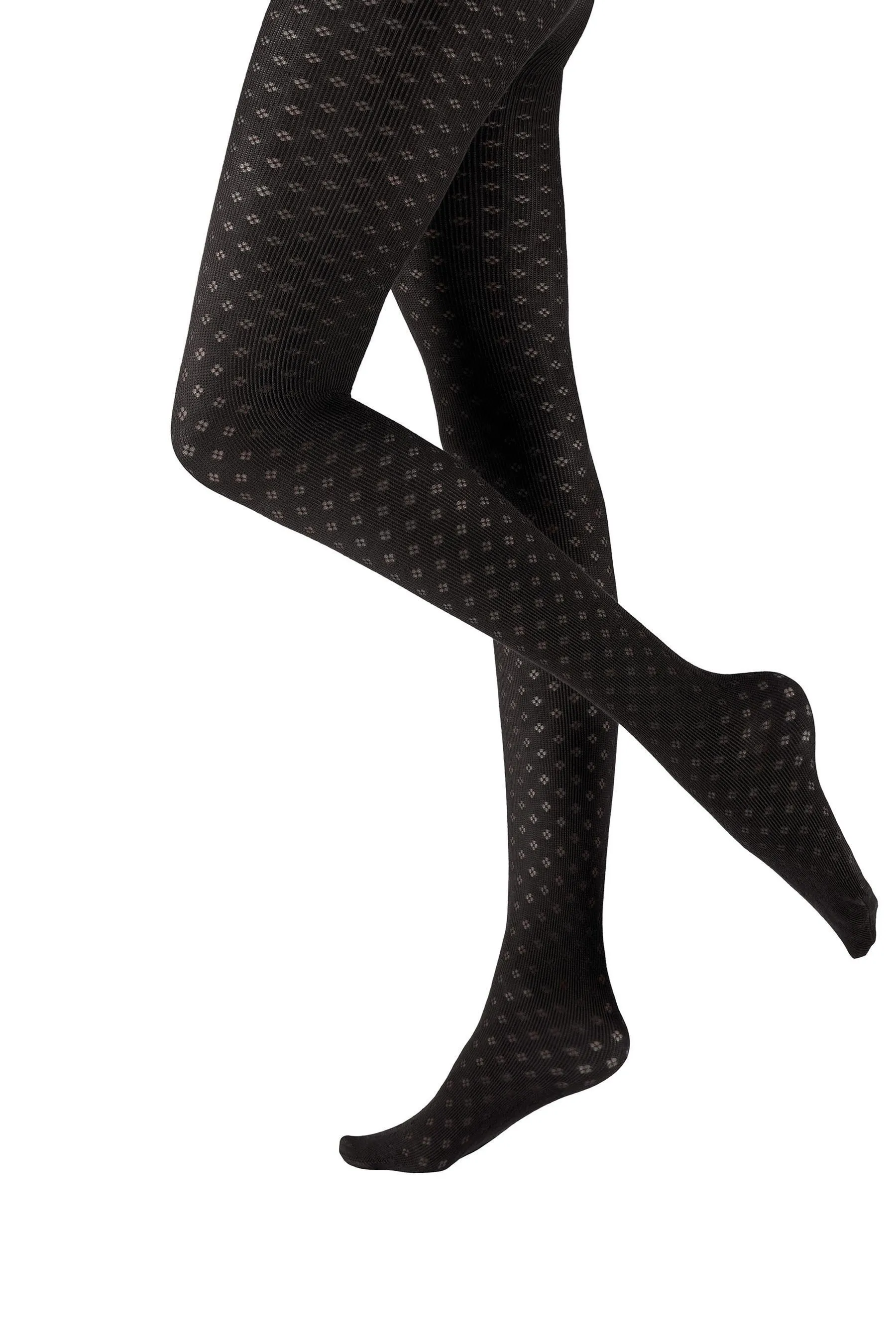 Pretty Polly - Nero a fiore con 2 Confezione piccoli a rombi - Collant
