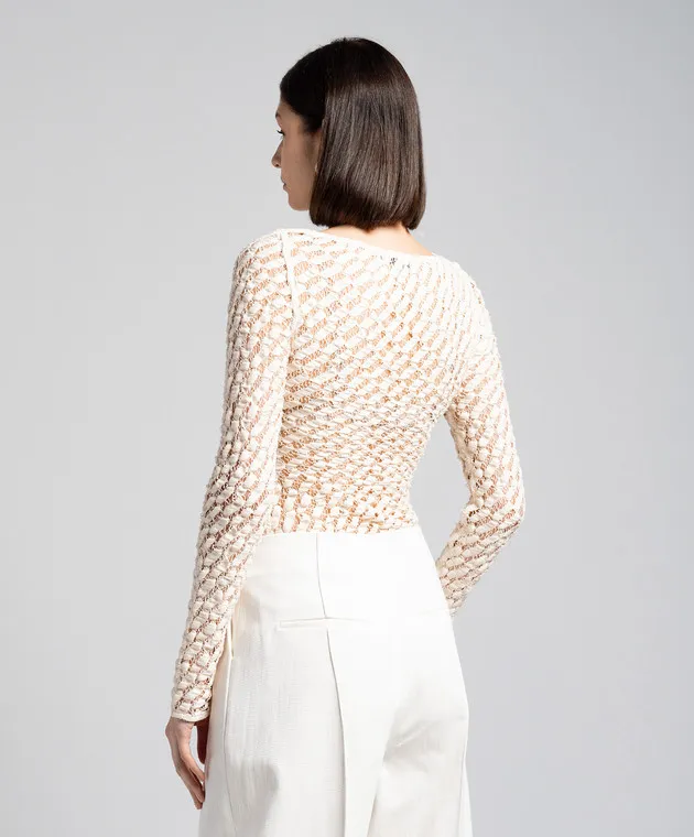 Rohe Manica lunga traforata beige con motivo geometrico 41122119