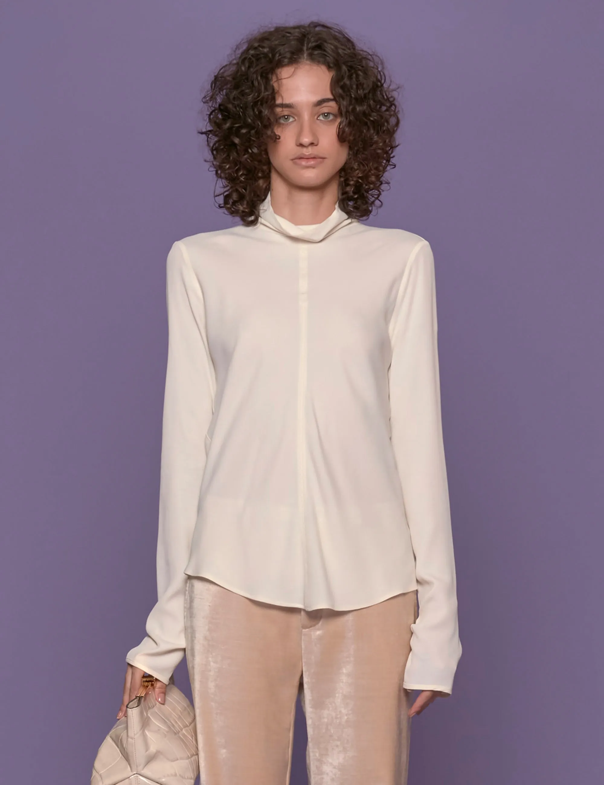 top marocain crepe bianco